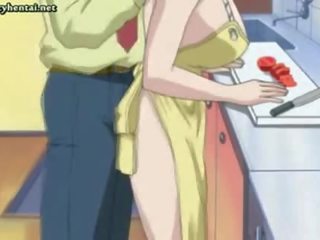 Hentai vrouw krijgt een speelbal in keuken