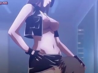 Anime fancy woman playing with big dick
