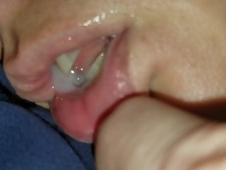 Filling her turu mouth with cum