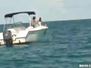 Two girls on a yacht spied on and banged