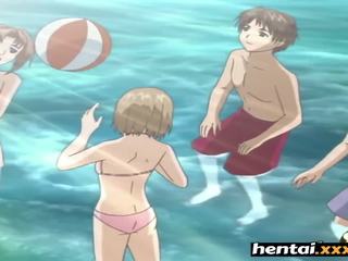 Nerdy darling with glasses takes it secretly at the beach - Hentaixxx