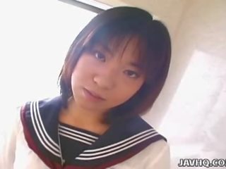 Japanese daughter rino sayaka sucks pecker in the bathroom