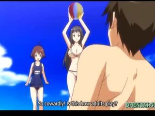 Swimsuit hentai young woman oralsex and nunggang bigcock in the pantai